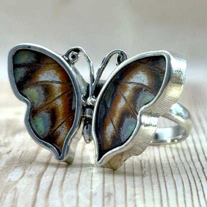 Bague Azura Vert d’eau ajustable en argent – vue de profil