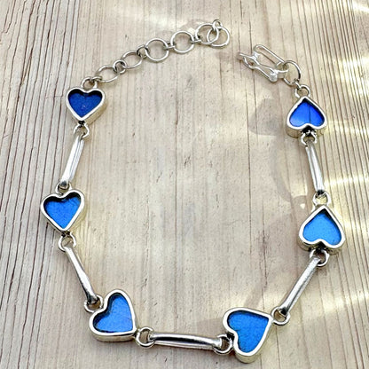 Bracelet Aelya Cœur Bleu profond en argent et ailes de papillon