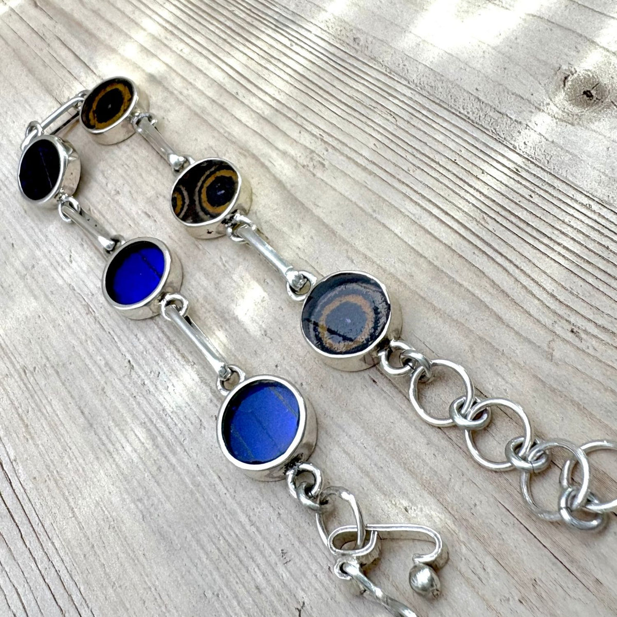 Bracelet Aelya Rond réversible Bleu profond et Brun ambré en argent