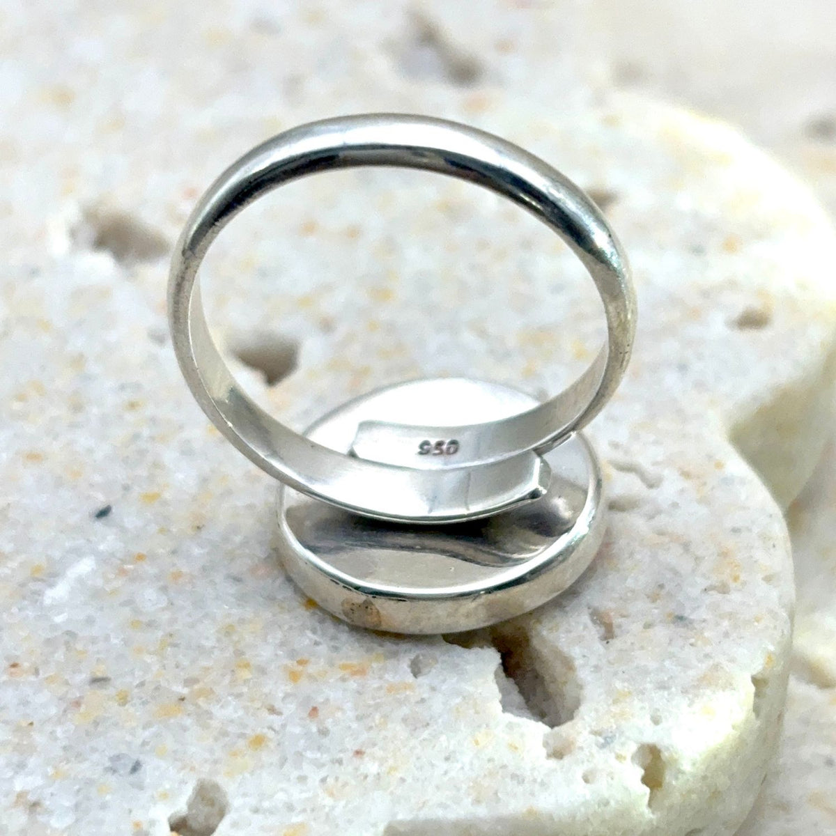 Vue arrière de la Bague Calendrier ajustable en argent