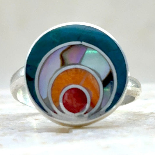 Bague Petit Spira ajustable en argent et abalone – Éclat d’abalone