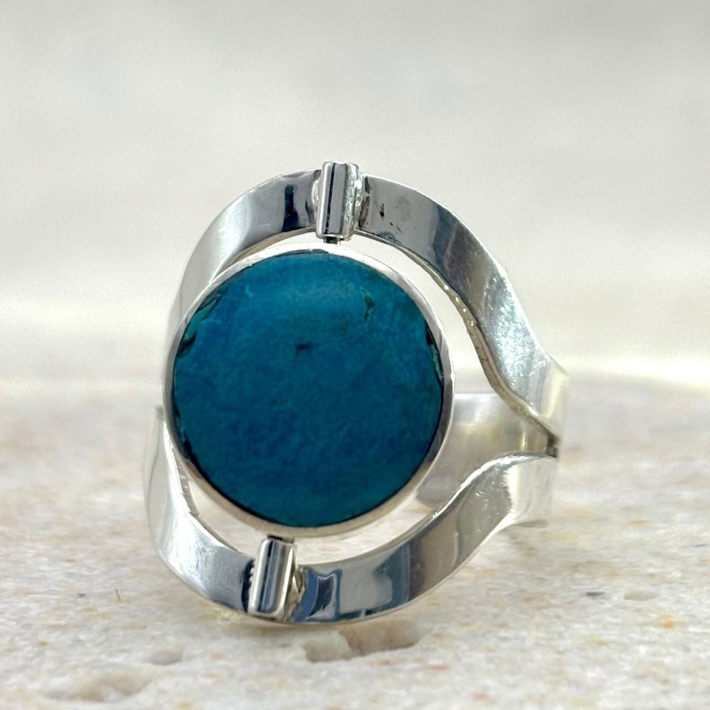 Bague Réversible en argent avec amazonite – pierre naturelle turquoise