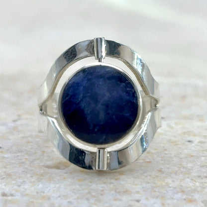 Bague Réversible en argent avec lapis-lazuli – pierre naturelle bleue
