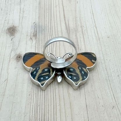 Bague Azura Majesté Rouge velours vue arrière avec anneau ajustable en argent