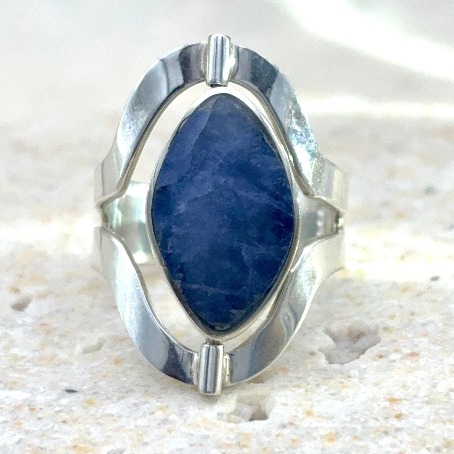 Bague Duo en argent avec lapis-lazuli – pierre naturelle bleue