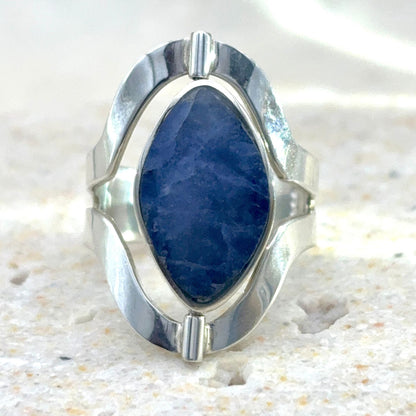 Bague Duo en argent avec lapis-lazuli – pierre naturelle bleue