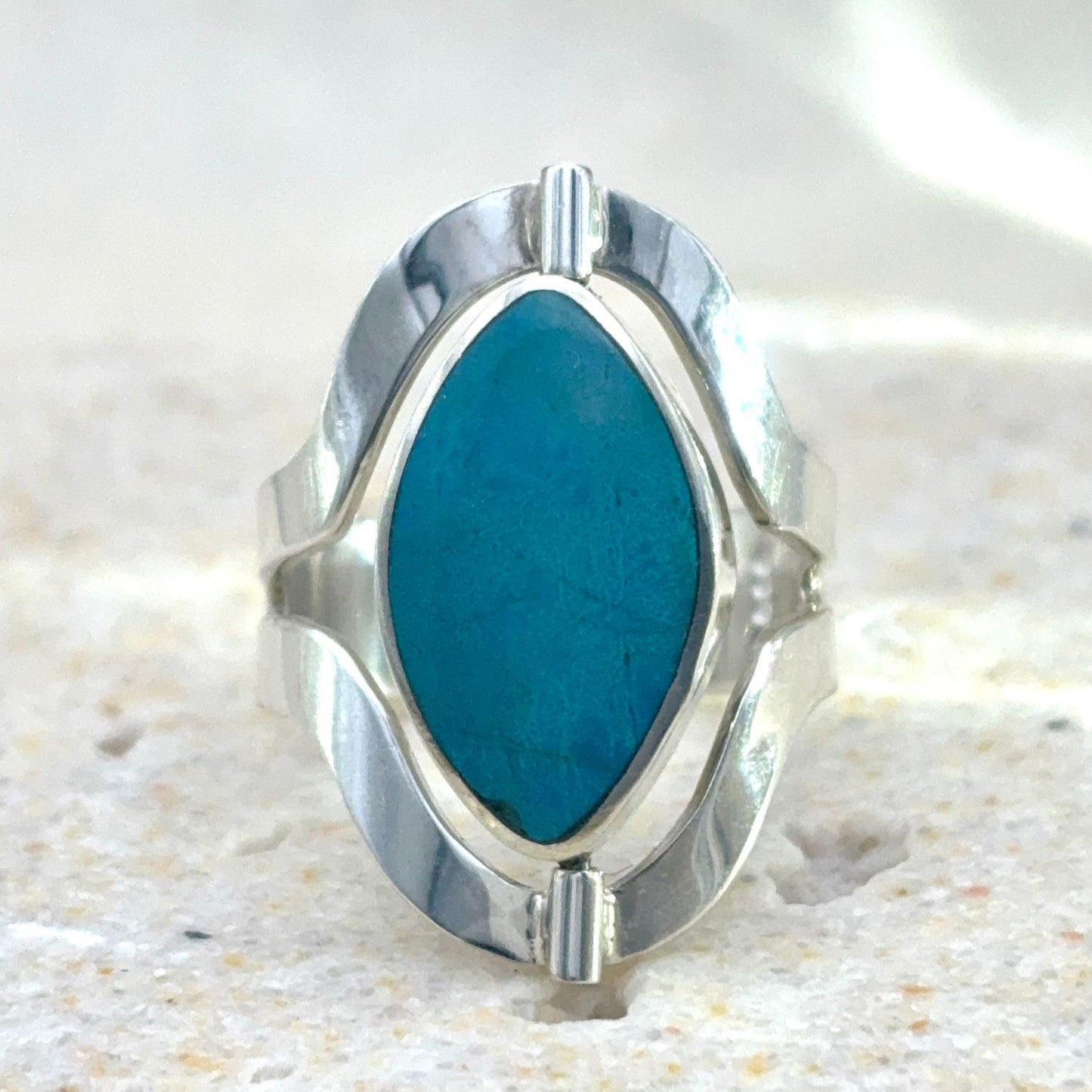 Bague Duo en argent avec amazonite – pierre naturelle turquoise