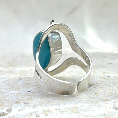 Bague Duo ajustable en argent avec amazonite – vue arrière de l’anneau