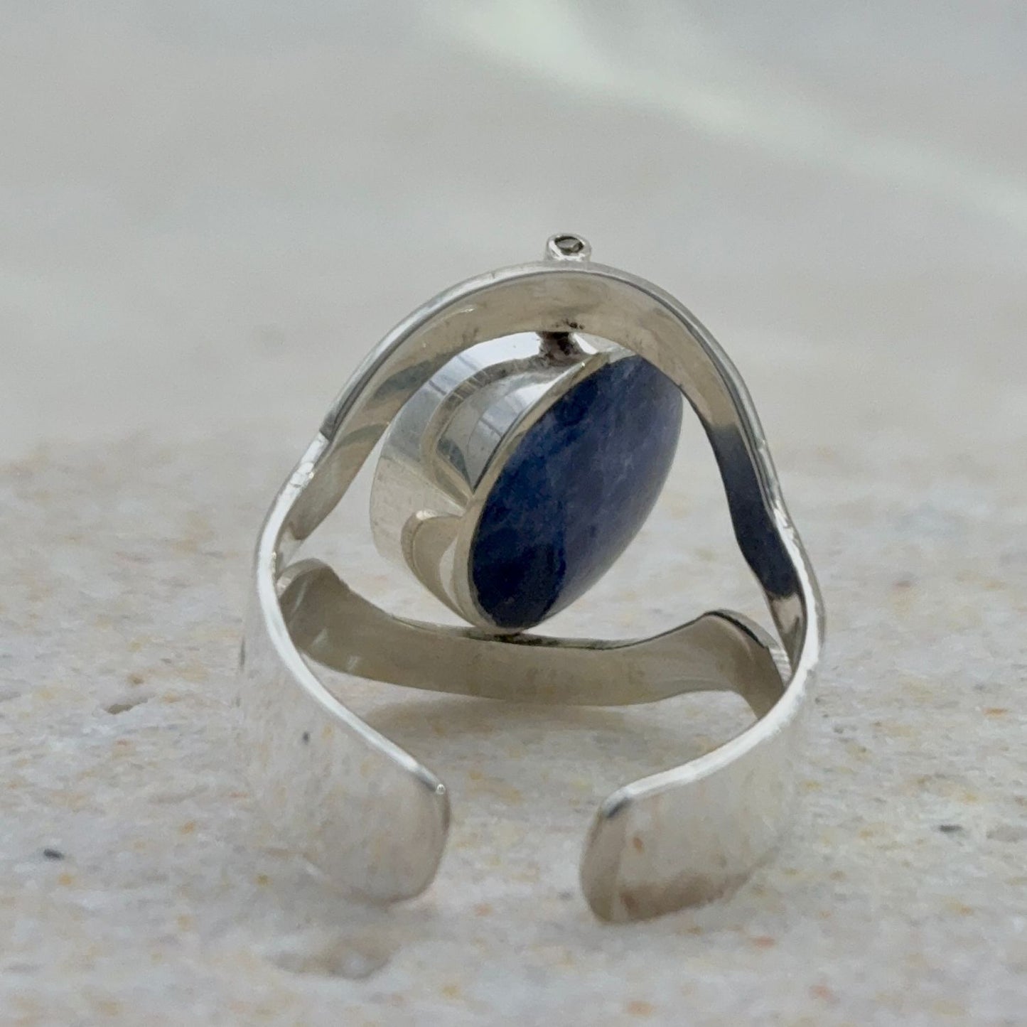 Bague Réversible ajustable en argent avec amazonite – vue arrière