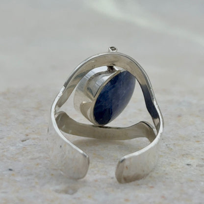 Bague Réversible ajustable en argent avec amazonite – vue arrière