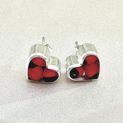  Boucles d'oreilles Huayruro en argent en forme de cœur
