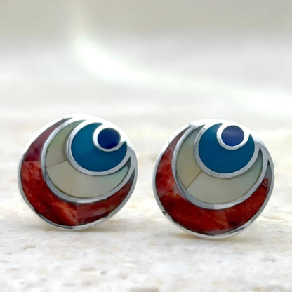 Boucles d’oreilles Spira en argent et pierres naturelles colorées