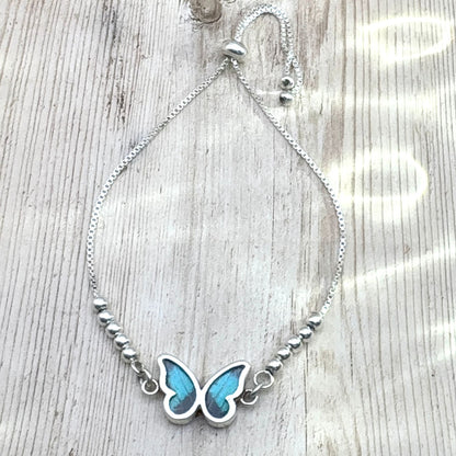 Bracelet Azuria Bleu céleste en argent – vue complète du bracelet réglable