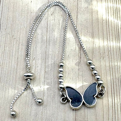 Bracelet Azuria réversible en argent – seconde face brune du papillon