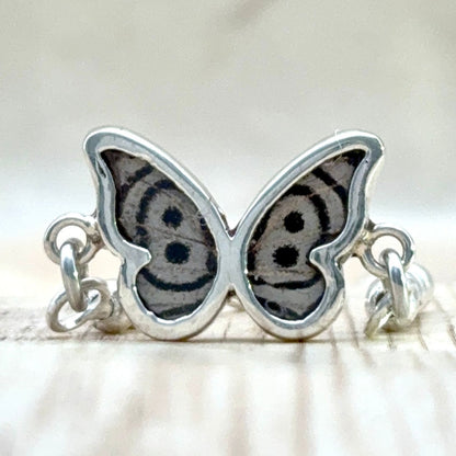 Bracelet Azuria réversible Brun ocellé en argent et ailes naturelles