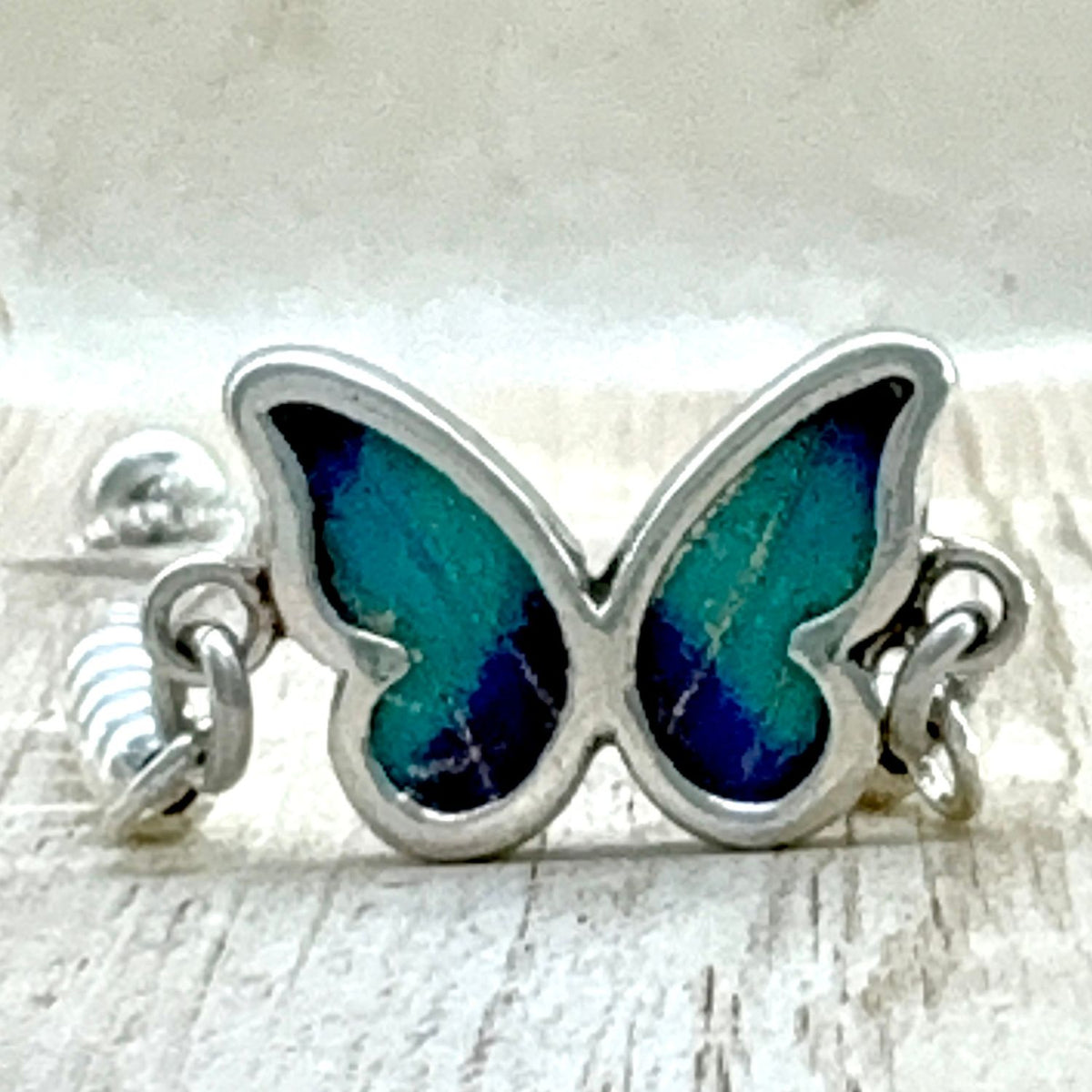 Bracelet Azuria réversible Bleu céleste et beige en argent – face beige