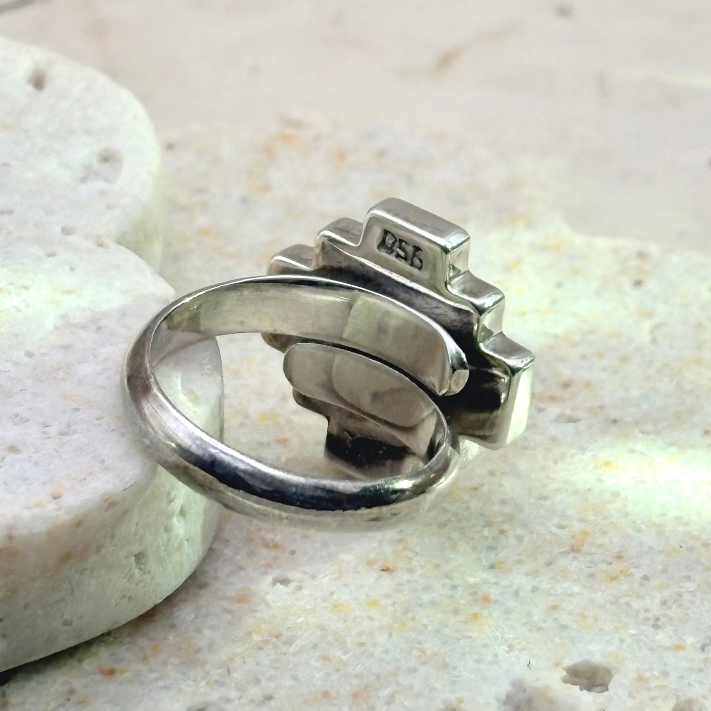 Dos ajustable de la bague Chakana en argent
