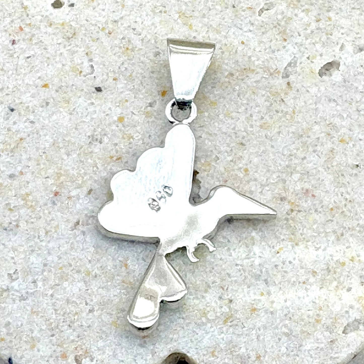Dos du pendentif Colibri en argent 950