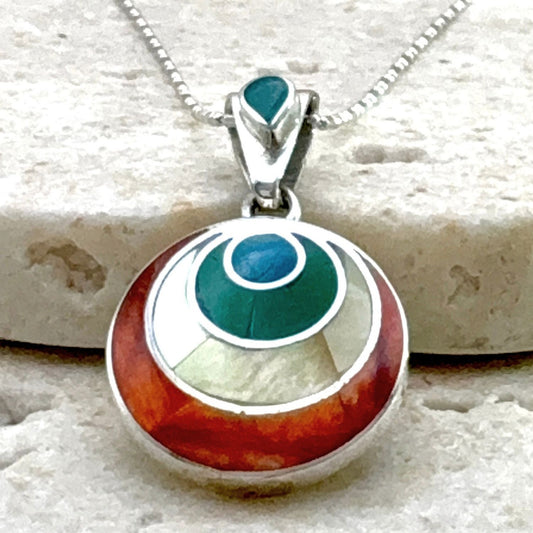 Pendentif Spira en argent et pierres naturelles avec chaîne