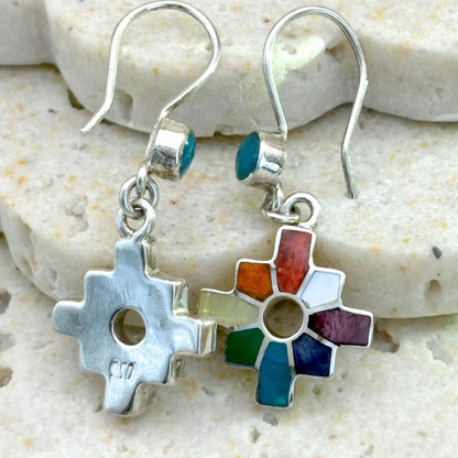 Dos des boucles d'oreilles Chakana en argent 950 avec finition artisanale