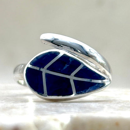 Bague Vita ajustable en argent, nacre et lapis-lazuli
