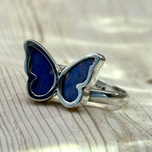 Petite Bague Azura en argent couleur bleu profond

