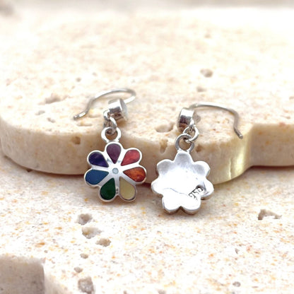 Boucles Flora en argent et pierres naturelles multicolores, vue recto verso