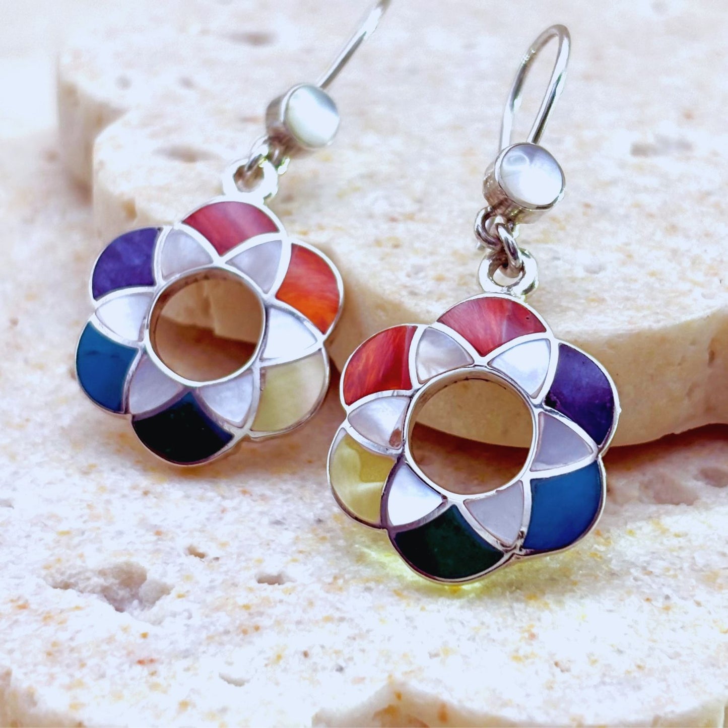 Boucles d'oreilles Corolle en argent et pierres naturelles