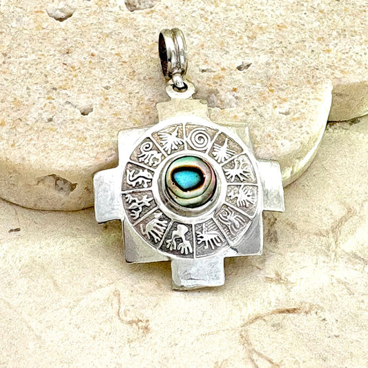 Pendentif Nexa en argent avec chrysocolle naturelle et motif géométrique